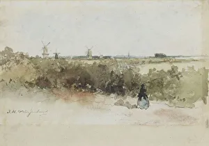 Weissenbruch Jan Hendrik Prints: Landscape with windmills, 1834-1903. Creator: Jan Hendrik Weissenbruch