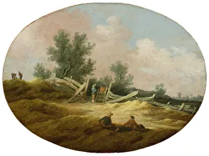 Landscape with a Wooden Fence and Figures, c.1630. Creator: Salomon Ruysdael
