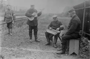 Duet Prints: A Landsturm Duet, 1914. Creator: Bain News Service