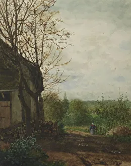 Logs Prints: Lane beside a Building, 1865. Creator: Leon Bonvin