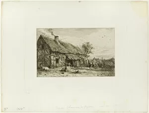 Drypoint Collection: Lanscape with Peasant Dwelling, 1845. Creator: Charles Emile Jacque