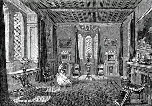 Somerset England Gallery: Lansdown Tower - the Scarlet Drawing-Room, 1845. Creator: Unknown