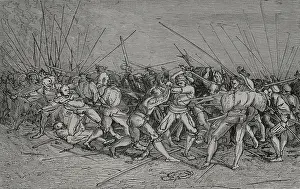 The Lansquenets Battle, Soldiers of the German infantry, c1530, (1877). Creator: Unknown.<br> The Lansquenets Battle, Soldiers of the German infantry, c1530, (1877)