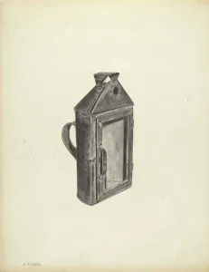 Metal And Glass Prints: Lantern, c. 1939. Creator: Benjamin Resnick