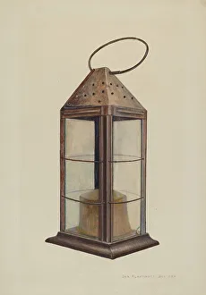 Metal And Glass Prints: Lantern, c. 1940. Creator: George H. Alexander