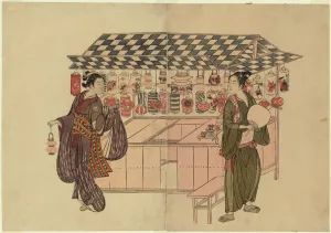 Harunobu Suzuki Collection: The Lantern Shop, c. 1765. Creator: Suzuki Harunobu