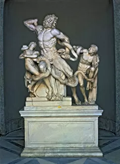 Strangled Gallery: Laocoon. Sculptural group representing the Trojan priest and his two sons strangled by snakes