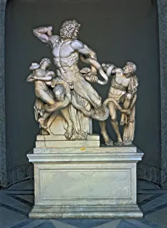 Laocoon. Sculptural group representing the Trojan priest and his two sons strangled by snakes