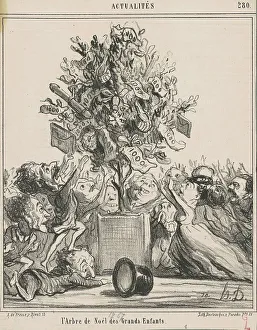 Banknote Prints: L'Arbre de Noël des Grands Enfants, 19th century. Creator: Honore Daumier
