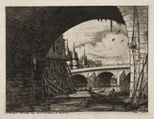 Charles Meryon French Prints: Larch du Pont Notre Dame, Paris, 1853. Creator: Charles Meryon (French, 1821-1868)