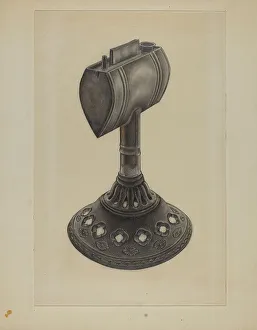 Grubstein Milton Prints: Lard Oil Lamp, 1935/1942. Creator: Milton Grubstein