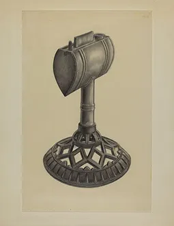 Grubstein Milton Prints: Lard Oil Lamp, c. 1937. Creator: Milton Grubstein
