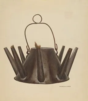 Multiple Prints: Lard Oil Lamp, c. 1940. Creator: Franklyn Syres