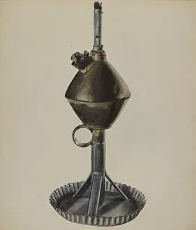 Lard or Whale Oil Lamp, c. 1937. Creator: Ralph Atkinson
