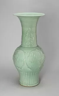 Molded Collection: Large Baluster-Shaped Vase, Yuan dynasty (1279-1368), 14th century. Creator: Unknown