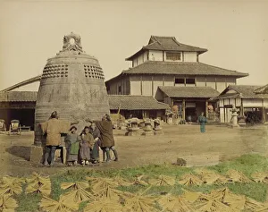 Albumen Print Hand Colored Prints: Large Bell at Daibutsu, 1865. Creator: Unknown