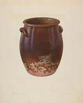 Clyde L Cheney Prints: Large Earthen Jar, 1935 / 1942. Creator: Clyde L. Cheney