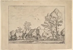 Doetechum Jan The Elder Prints: Large Farm with Draw Well from Praediorum villarum et rusticarum casularum icones e