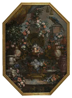 Octagonal Prints: Large Flowerpiece with Precious Urns