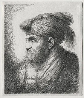 The Large Heads of Men in Oriental Headdress: A Man Nearly in Profile and Turned to Left
