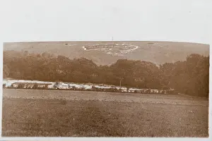 Barney Prints: Large map of Australia carved into the chalk downs at Hurdcott Camp (Compton)