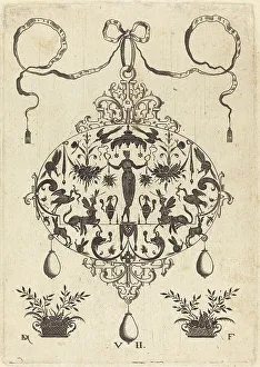 Large Pendant, Flora Standing, Holding a Fruit Garland, 1596. Creator: Daniel Mignot