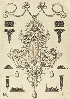 Mignot Daniel Prints: Large Pendant, Hope Standing at Centre, 1593. Creator: Daniel Mignot