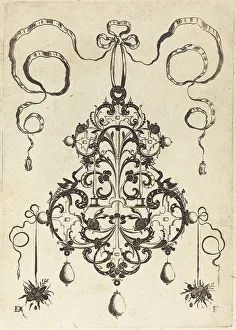 Mignot Daniel Prints: Large Pendant, Lower Left and Right Two Bunches of Grass and Fruit