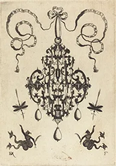 Large Pendant, Lower Left and Right Two Creatures of the Sea, 1596. Creator: Daniel Mignot