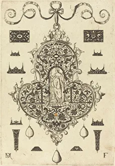 Large Pendant, Prudence Standing at Centre, 1593. Creator: Daniel Mignot