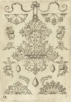 Mignot Daniel Prints: Large Pendant Surrounded by Ten Different Studs. Creator: Daniel Mignot
