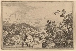Large Rock Projecting from a River, probably c. 1645 / 1656. Creator: Allart van Everdingen
