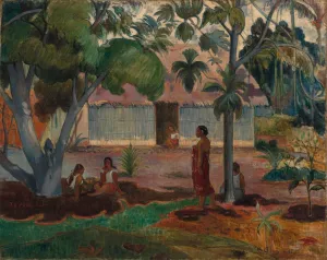 Oil On Fabric Prints: The Large Tree, 1891. Creator: Paul Gauguin (French, 1848-1903)
