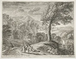 Herman Van Swanevelt Dutch Prints: The Large Tree and the Cascade, c. 1652-1654. Creator: Herman van Swanevelt (Dutch, c