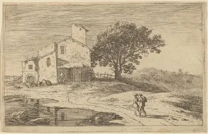 Swanevelt Herman Van Prints: Large Tree near a House. Creator: Herman van Swanevelt