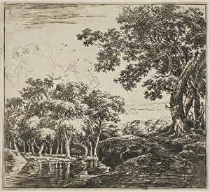 Mound Prints: Three Large Trees on a Hill, plate five from Set of Landscapes