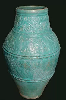 Images Dated 8th April 2021: Large Turquoise Jar, Iran, 12th-13th century. Creator: Unknown
