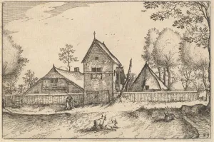 Visscher Prints: Large Walled Farm, plate 23 from Regiunculae et Villae Aliquot Ducatus Brabantiae, ca