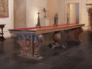 Decorative Art Prints: Large Walnut Table with Uberti Arms, c. 1500. Creator: Unknown