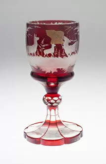 Stag Gallery: Large Wine Glass, Bohemia, c. 1850 / 70. Creator: Bohemia Glass