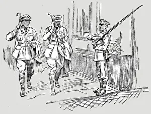 Sentry Prints: L'Armee Britannique dans le Nord de la France; Sentinelle saluant un capitaine et un
