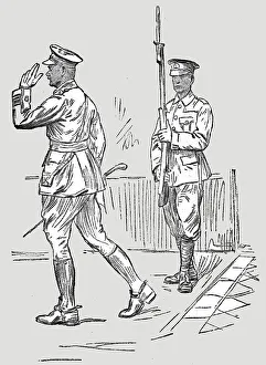 Sentry Prints: L'Armee Britannique dans le Nord de la France; Sentinelle saluant un major