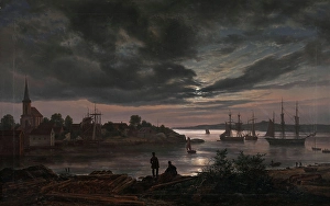 Moonlit Prints: Larvik by Moonlight, 1839. Creator: Johan Christian Dahl