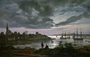 Calm Collection: Larvik by Moonlight. Artist: Dahl, Johan Christian Clausen (1788-1857)