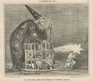 Wizard Prints: L'astronome allemand lachant un... Canard, 19th century. Creator: Honore Daumier