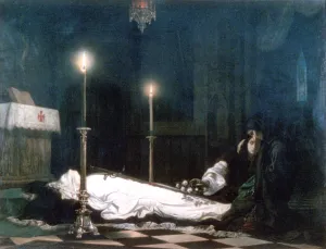 Rite Prints: Laszlo Hunyadi on the Bier, 1859. Artist: Viktor Madarasz