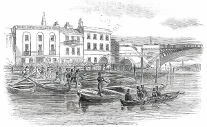 Tourist Prints: The Late Attack upon Marshal Haynau - Escape of Marshal Haynau in the Police Galley