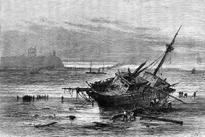 Tyne Prints: The Late Destructive Gale of Wind: sketch at the mouth of the Tyne - wreck of the Atlantic