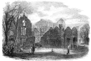 Downey Horace Harral Prints: The late fire at Campden House: view of the garden front