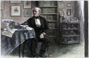 Display Case Gallery: The late Hans Christian Andersen in his study, c1850-1875.Artist: Hans Christian Andersen